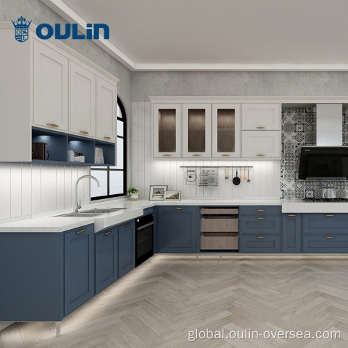 China wooden kitchen set cabinets blue furniture cabinet designs Supplier